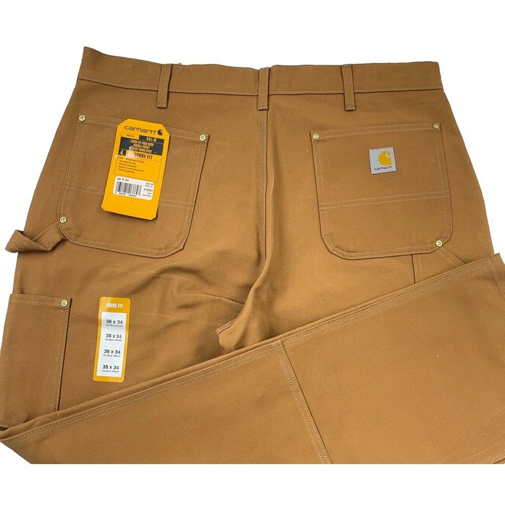 Carhartt‎ Pants Men 38x34 Brown Loose Fit Duck Canvas Double Knee USA Baggy B01